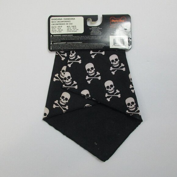 SimplyShe Party Dog Pirate Skull & Crossbones‎ Print Dog Bandana XS Black White - Picture 3 of 5